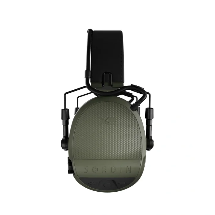 Słuchawki Sordin Supreme X2, nagłowne, czarna skórzana opaska, zielone kubeczki slim, wkładki piankowe (memory foam) 301006-10P